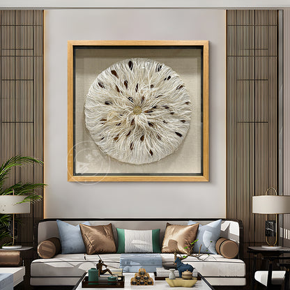 Mixed Media String Paper Wall Art Textured Round Sculpture