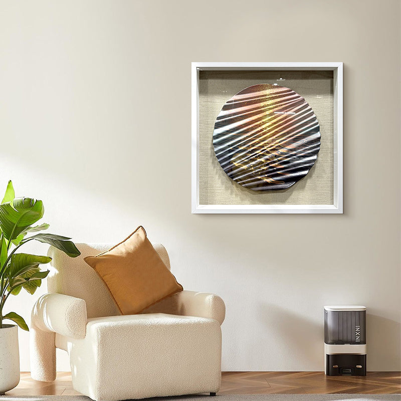 3D Carved Wood Sunset Wave Art Shadow Box