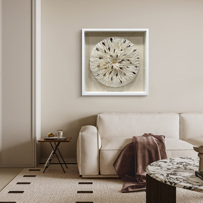 Mixed Media String Paper Wall Art Textured Round Sculpture