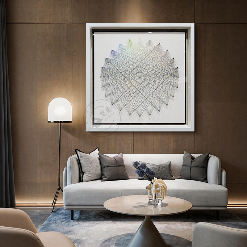 Radial Gradient Thread Art Contemporary Linear Wall Hanging Artwork