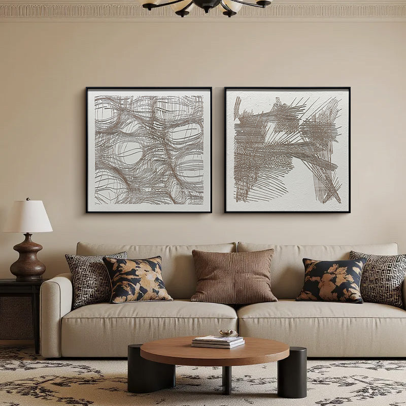 Abstract Geometric Linear Textured Canvas Wall Art