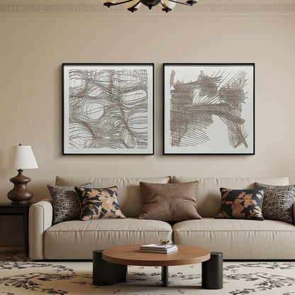 Abstract Geometric Linear Textured Canvas Wall Art