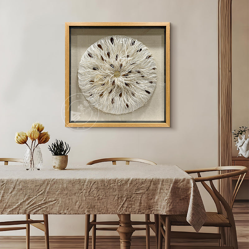 Mixed Media String Paper Wall Art Textured Round Sculpture