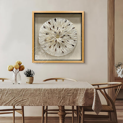 Mixed Media String Paper Wall Art Textured Round Sculpture
