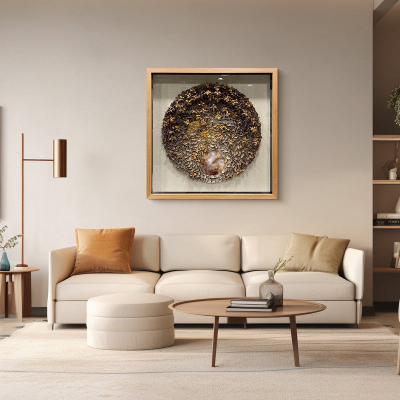 Dried Floral Wall Art Preserved Botanical Round Medallion