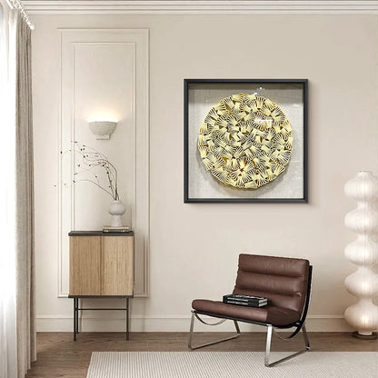 Minimalist Folded Paper Sculpture Textured Round Decor