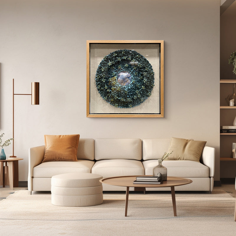Dried Floral Wall Art Preserved Botanical Round Medallion