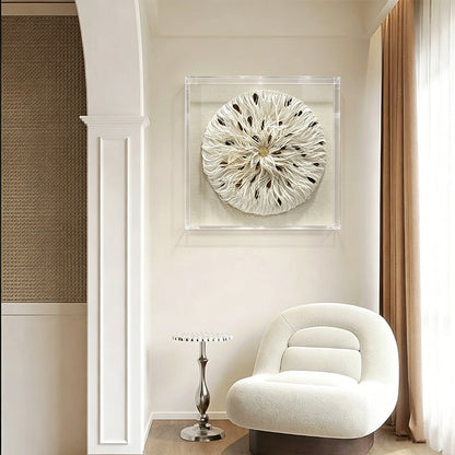 Mixed Media String Paper Wall Art Textured Round Sculpture