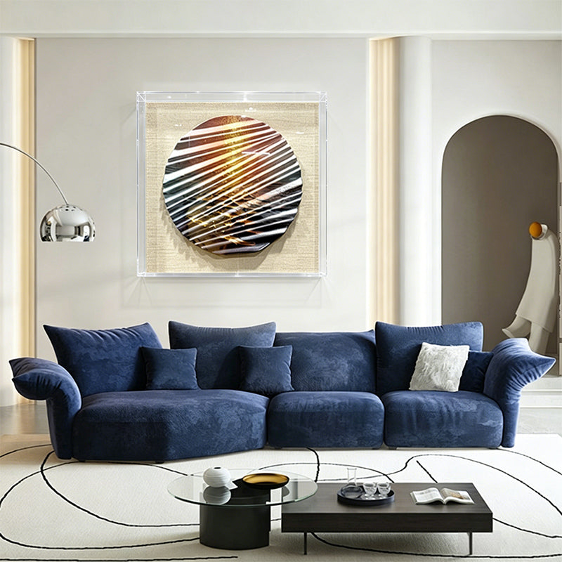 3D Carved Wood Sunset Wave Art Shadow Box