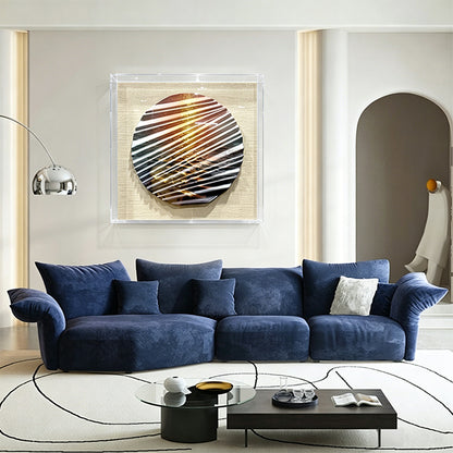 3D Carved Wood Sunset Wave Art Shadow Box