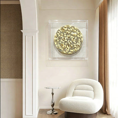 Minimalist Folded Paper Sculpture Textured Round Decor