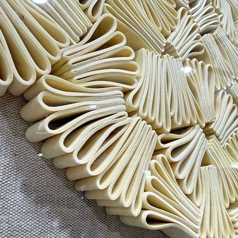 Minimalist Folded Paper Sculpture Textured Round Decor