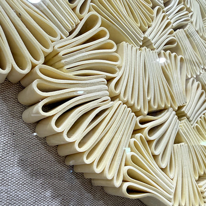 Minimalist Folded Paper Sculpture Textured Round Decor