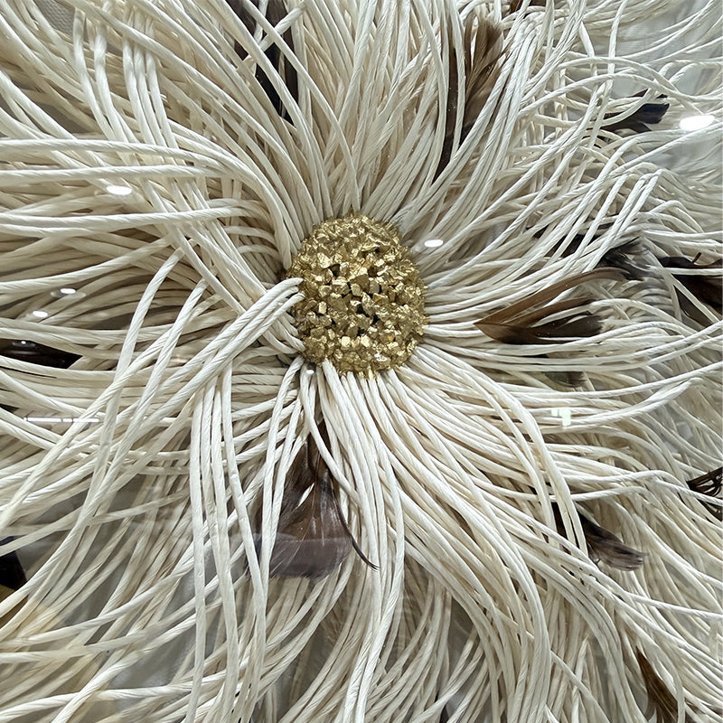 Mixed Media String Paper Wall Art Textured Round Sculpture