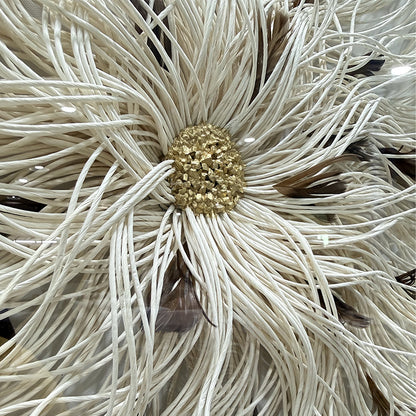 Mixed Media String Paper Wall Art Textured Round Sculpture