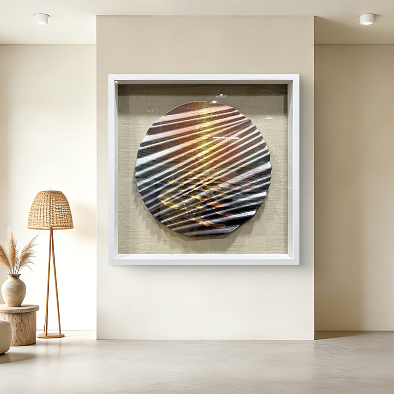 3D Carved Wood Sunset Wave Art Shadow Box