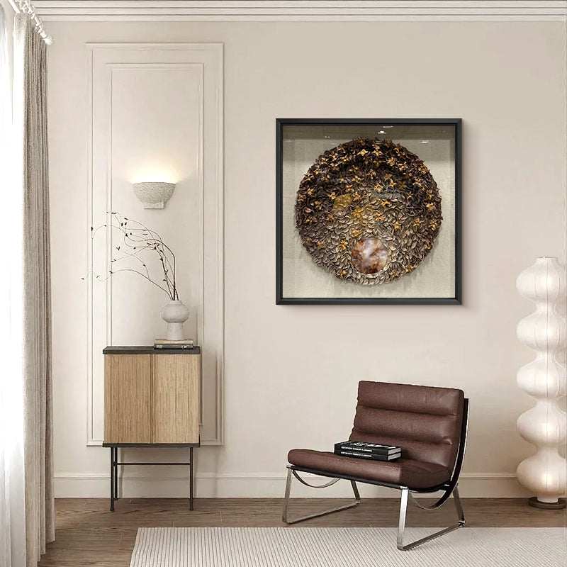 Dried Floral Wall Art Preserved Botanical Round Medallion
