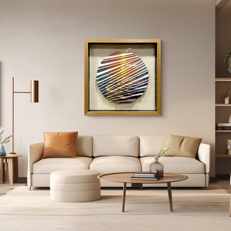 3D Carved Wood Sunset Wave Art Shadow Box