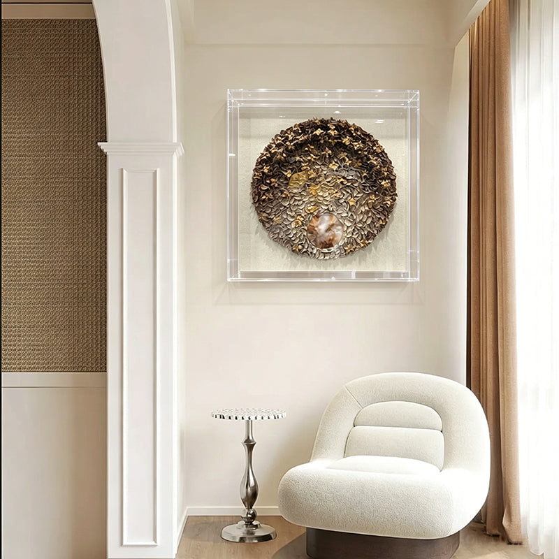 Dried Floral Wall Art Preserved Botanical Round Medallion