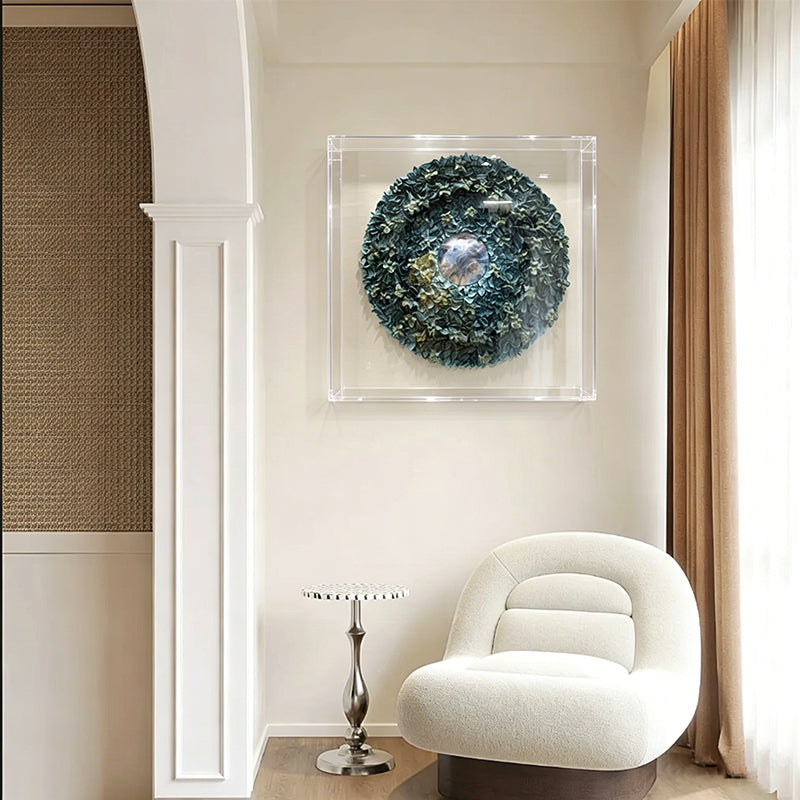 Dried Floral Wall Art Preserved Botanical Round Medallion