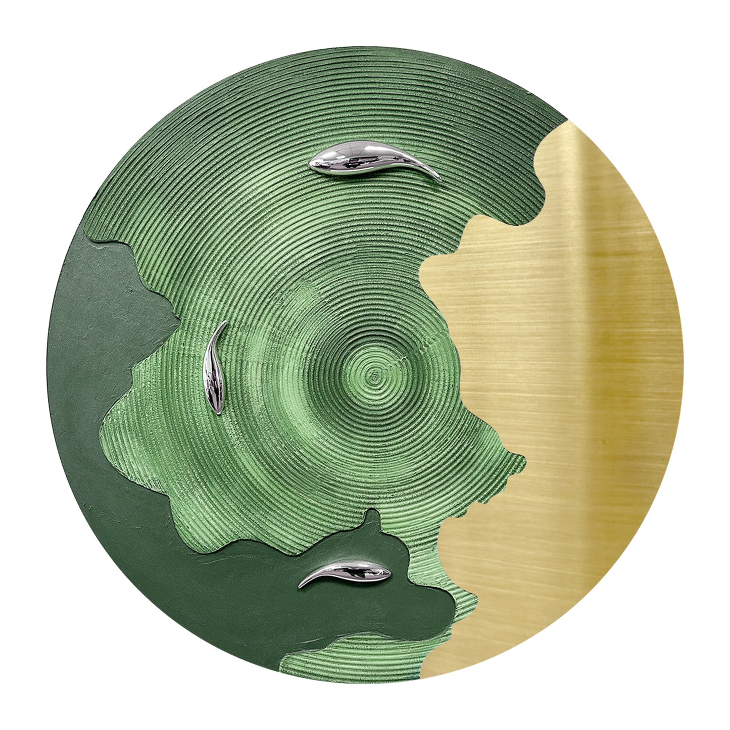 Blue Gold Koi Round Wall Art