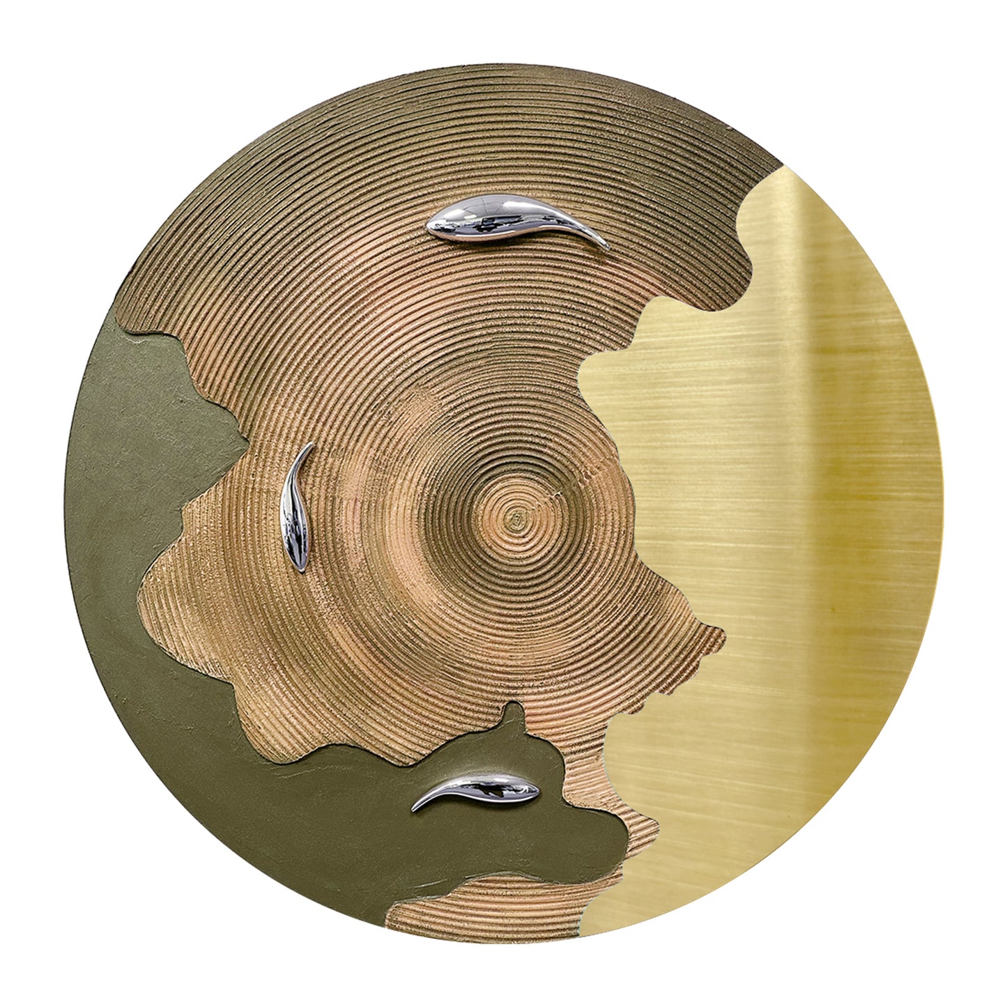 Blue Gold Koi Round Wall Art