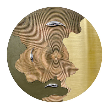 Blue Gold Koi Round Wall Art