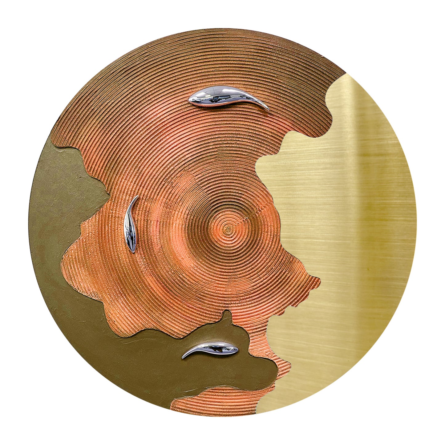 Blue Gold Koi Round Wall Art