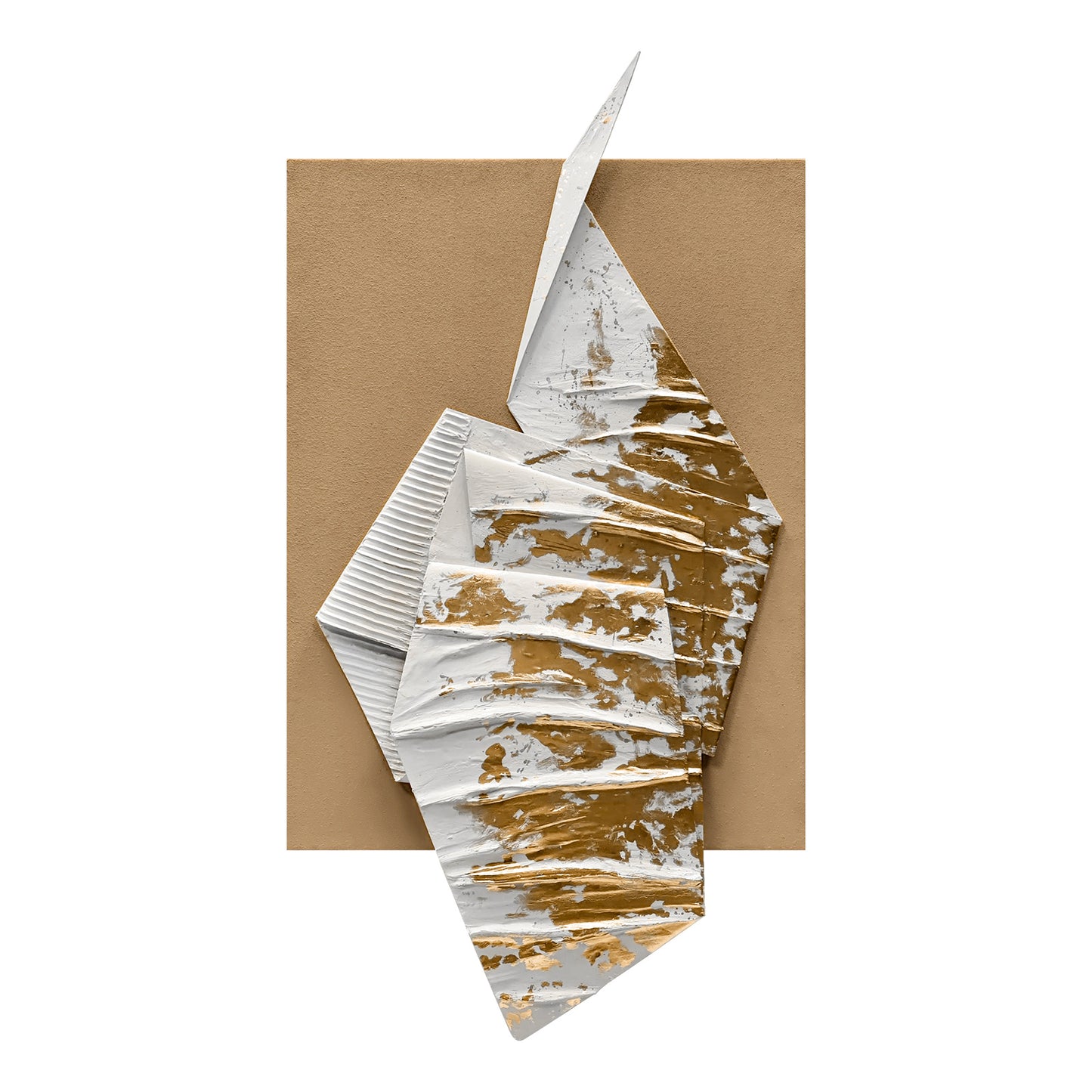 Golden Paper Ship Shadow Box Art