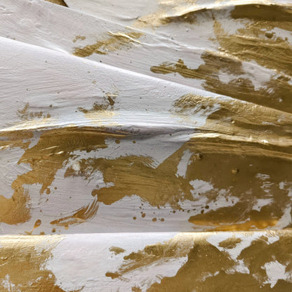 Golden Paper Ship Shadow Box Art