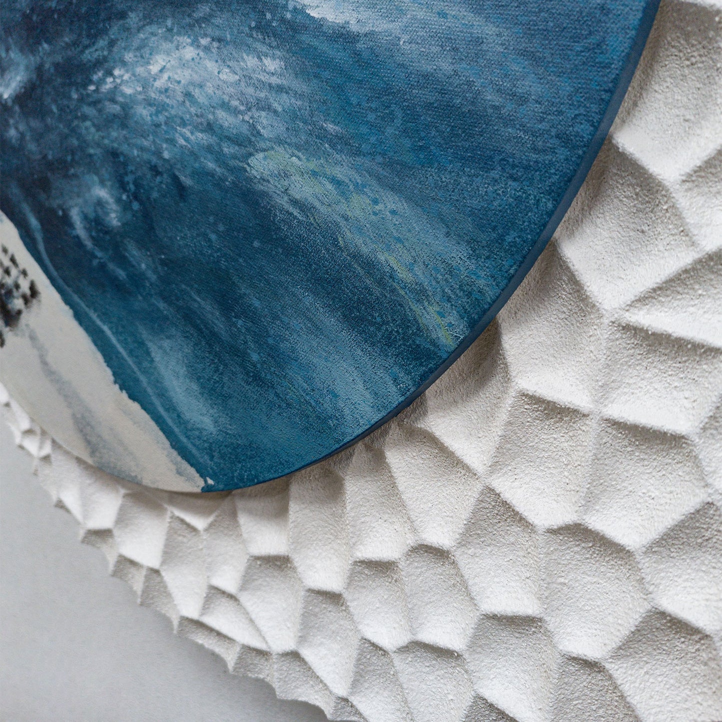 Aqua Moon Round Textured Wall Art