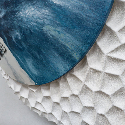 Aqua Moon Round Textured Wall Art