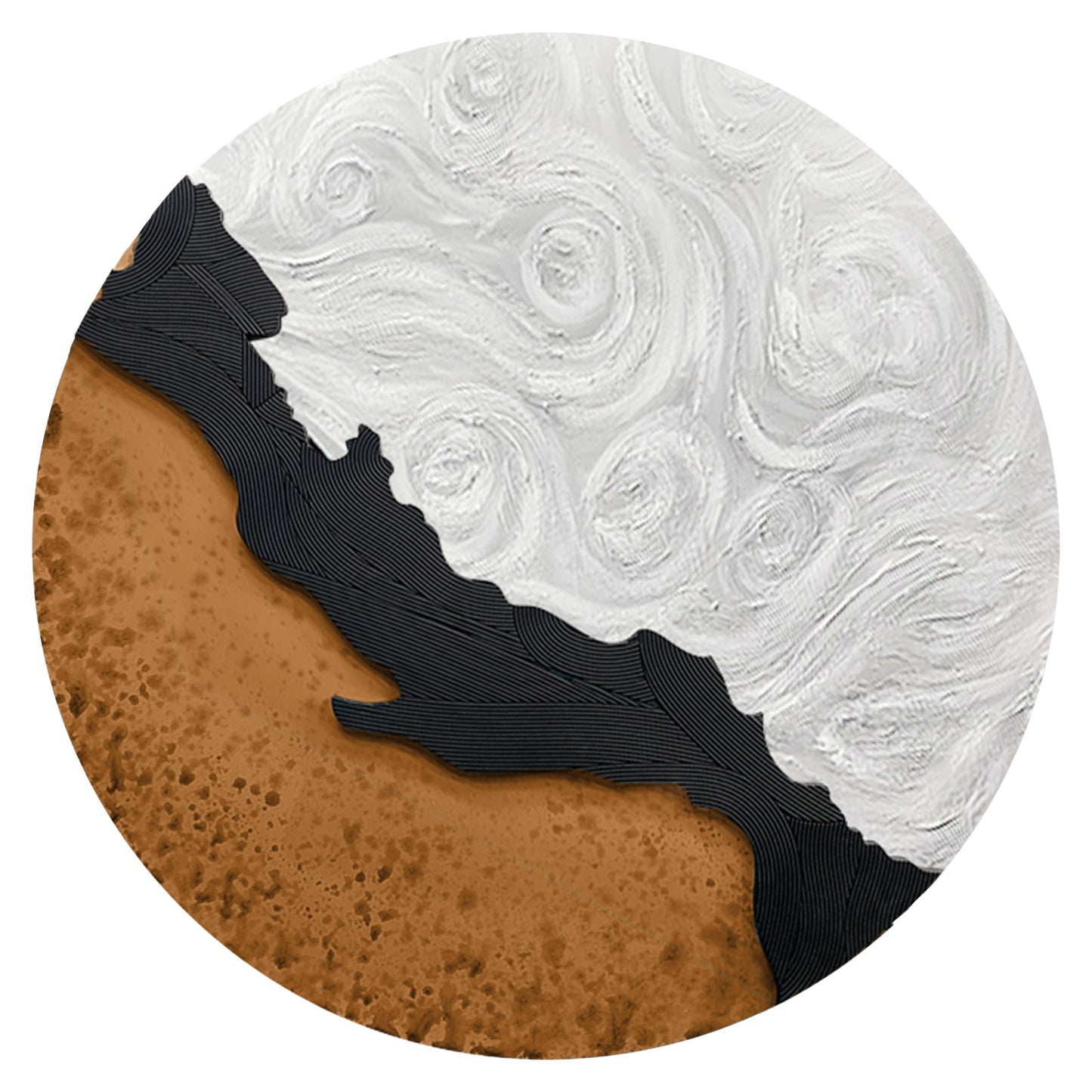 Black Gold Shore Round Wall Art