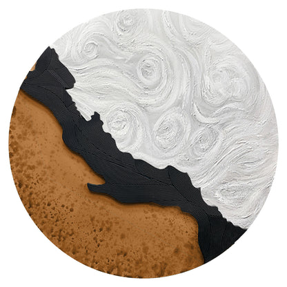 Black Gold Shore Round Wall Art