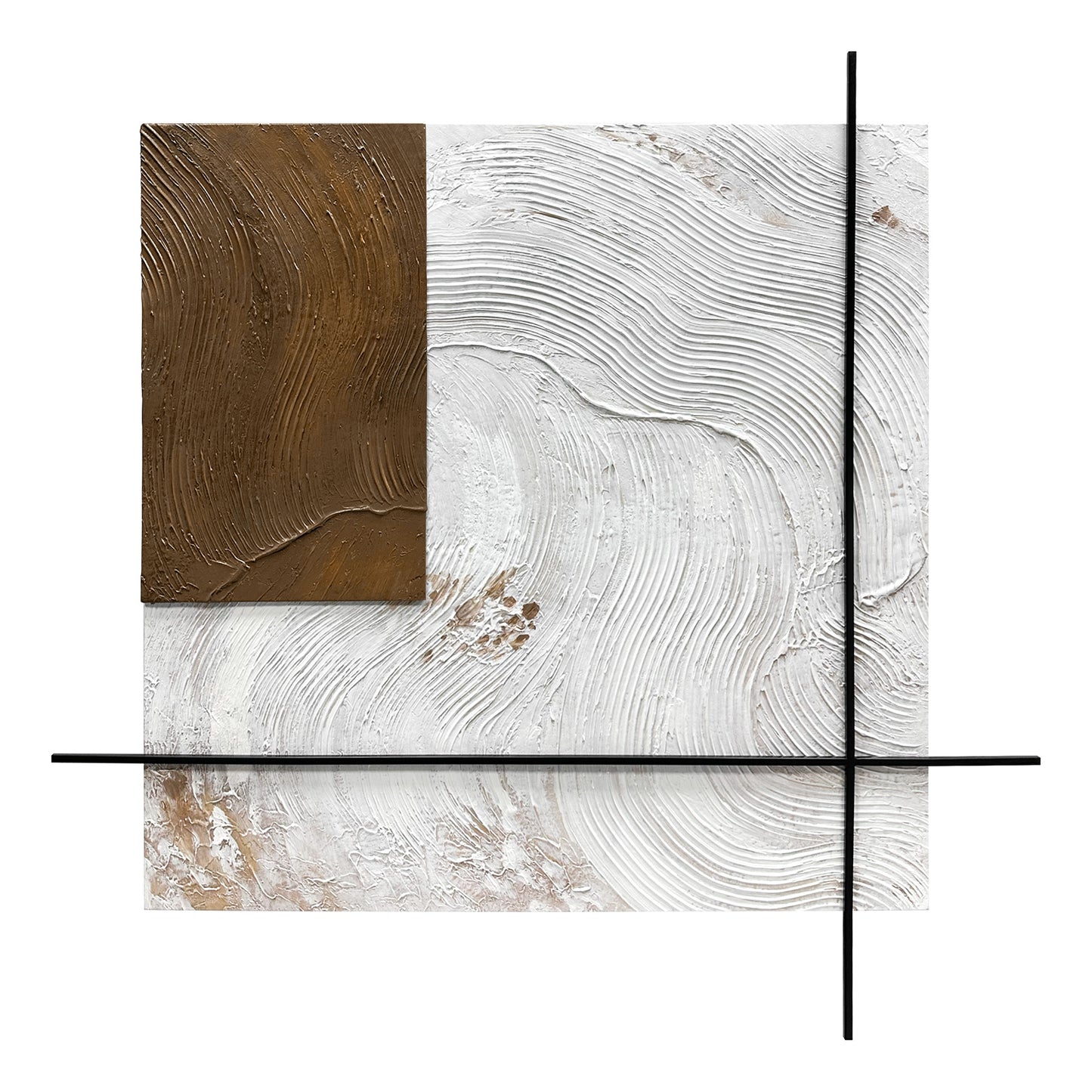 Ivory Grid Mixed Media Wall Art