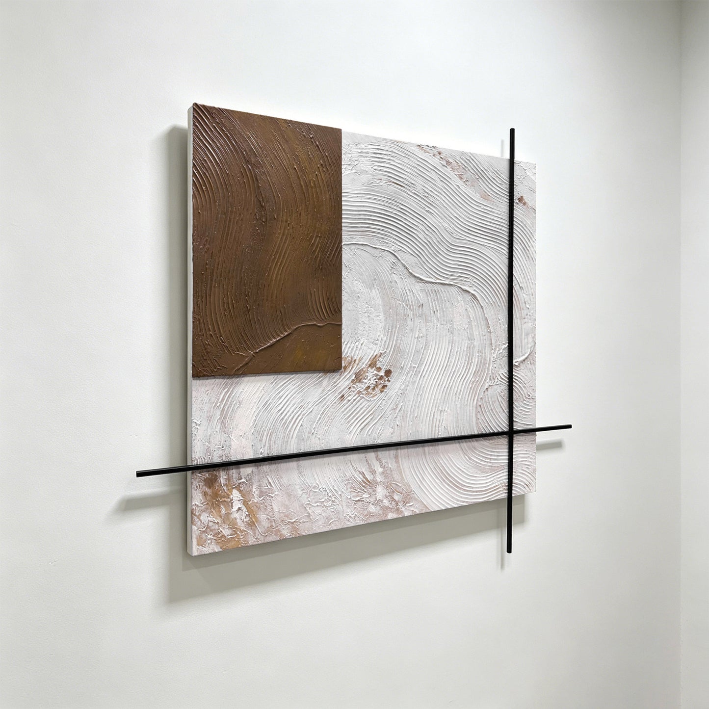 Ivory Grid Mixed Media Wall Art