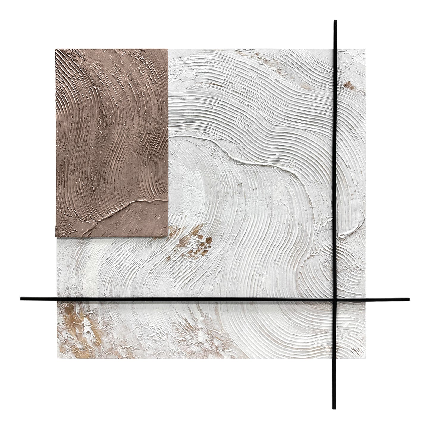 Ivory Grid Mixed Media Wall Art