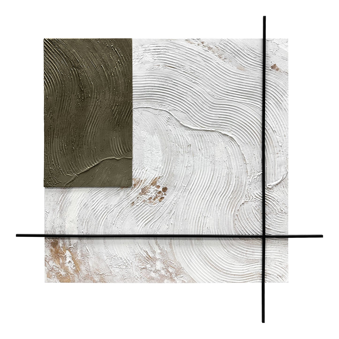 Ivory Grid Mixed Media Wall Art