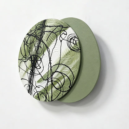 Taupe Ink Line Round Wall Art