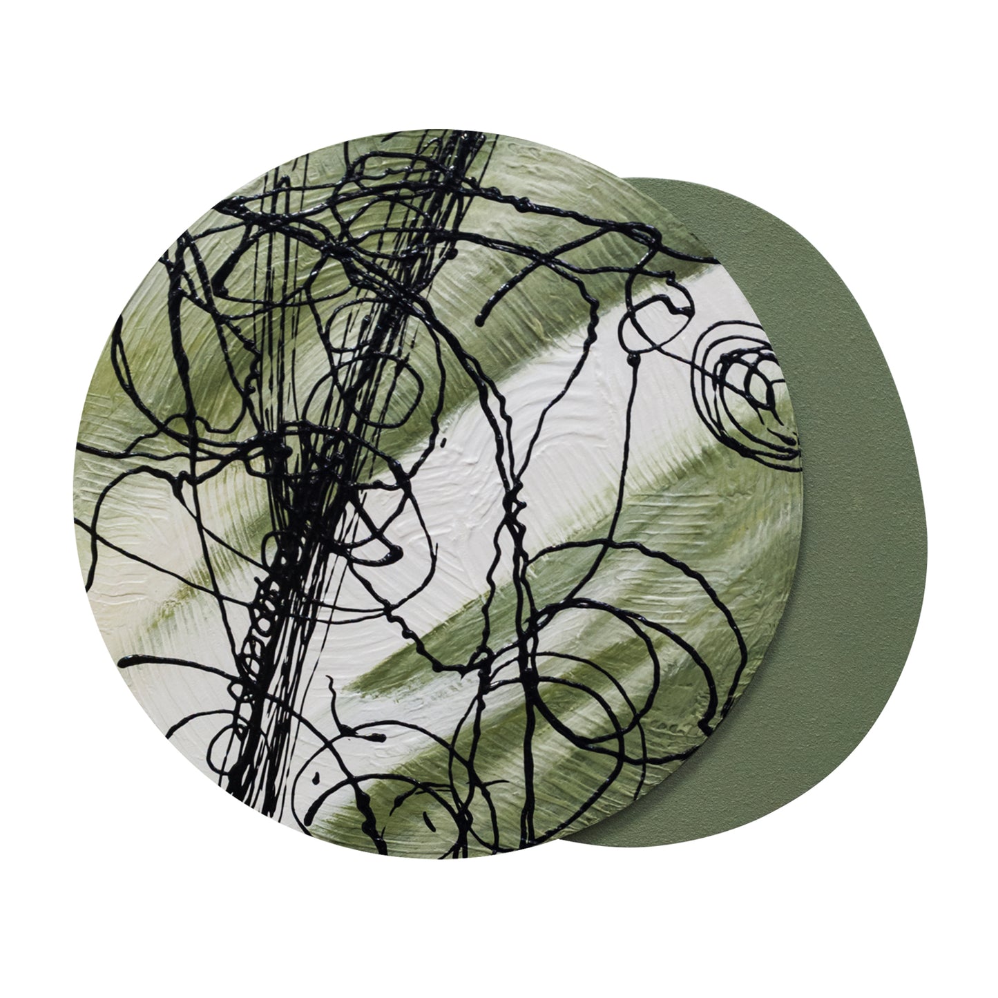 Taupe Ink Line Round Wall Art