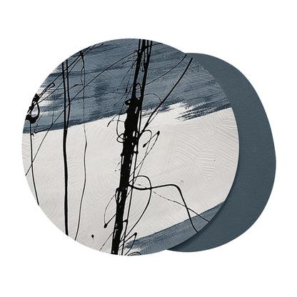 Taupe Ink Line Round Wall Art
