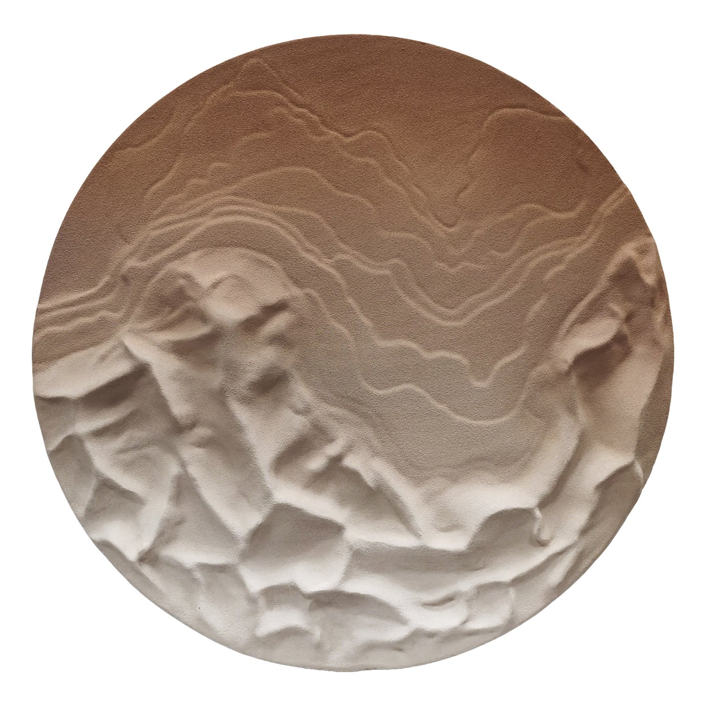 Sunlit Peaks Round Carved Relief