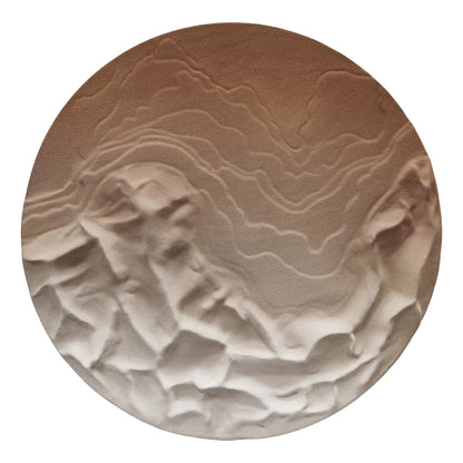 Sunlit Peaks Round Carved Relief