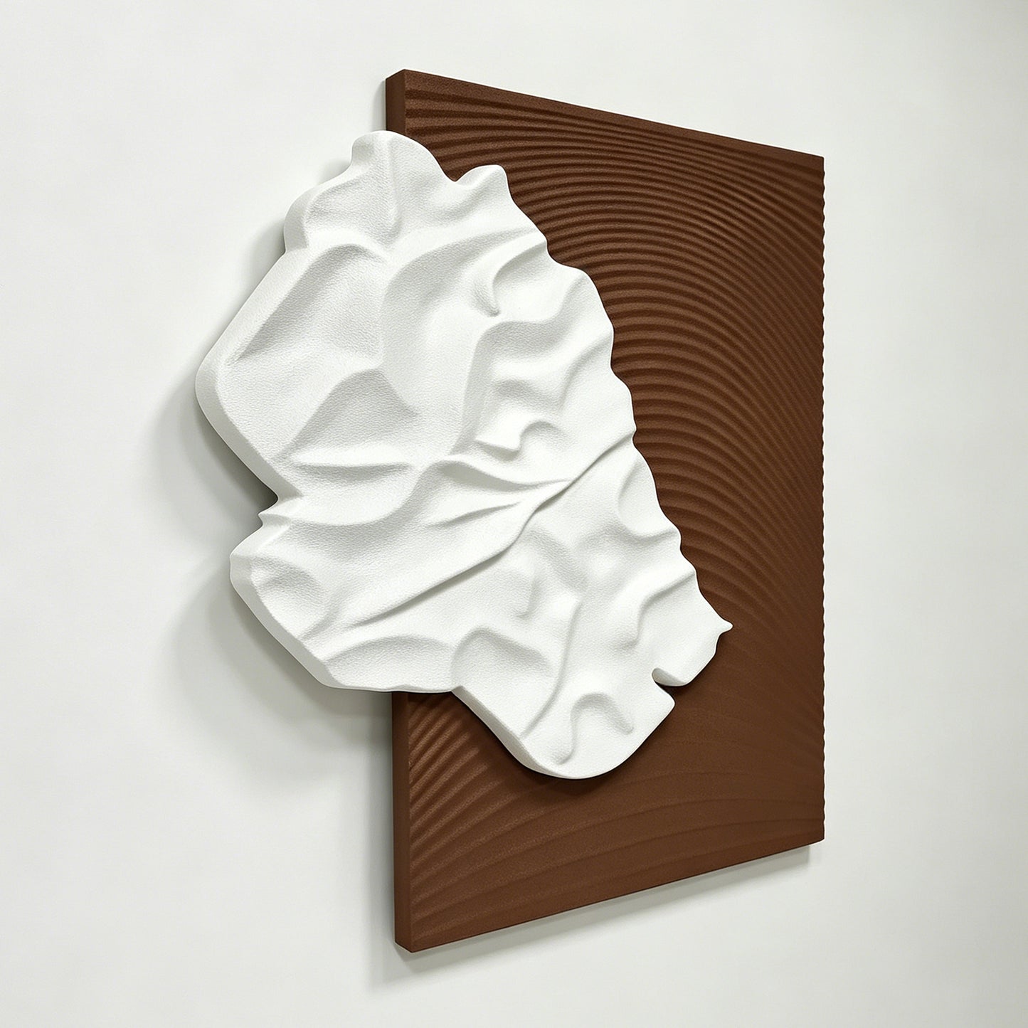 White Fold Brown Line Wall Relief
