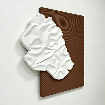 White Fold Brown Line Wall Relief