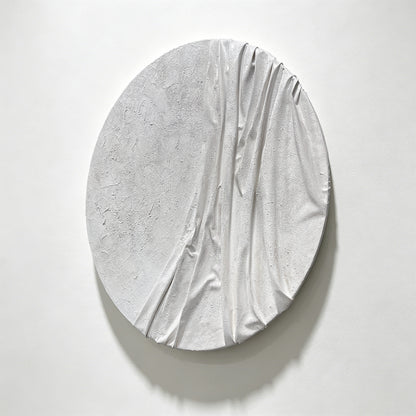 White Draped Round Wall Relief