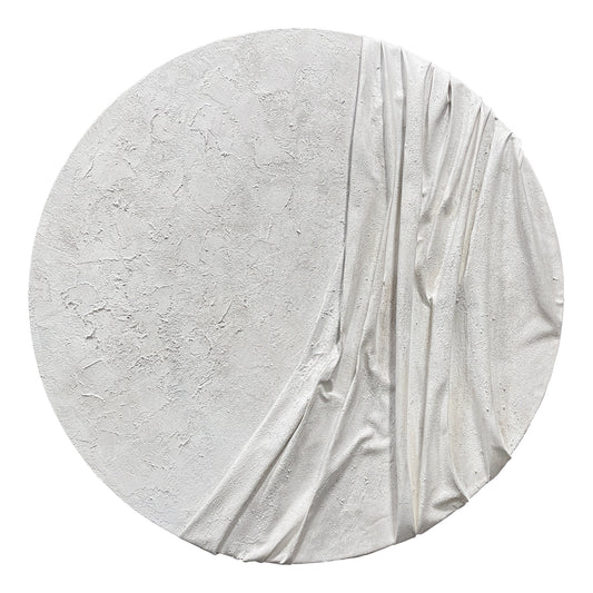 White Draped Round Wall Relief