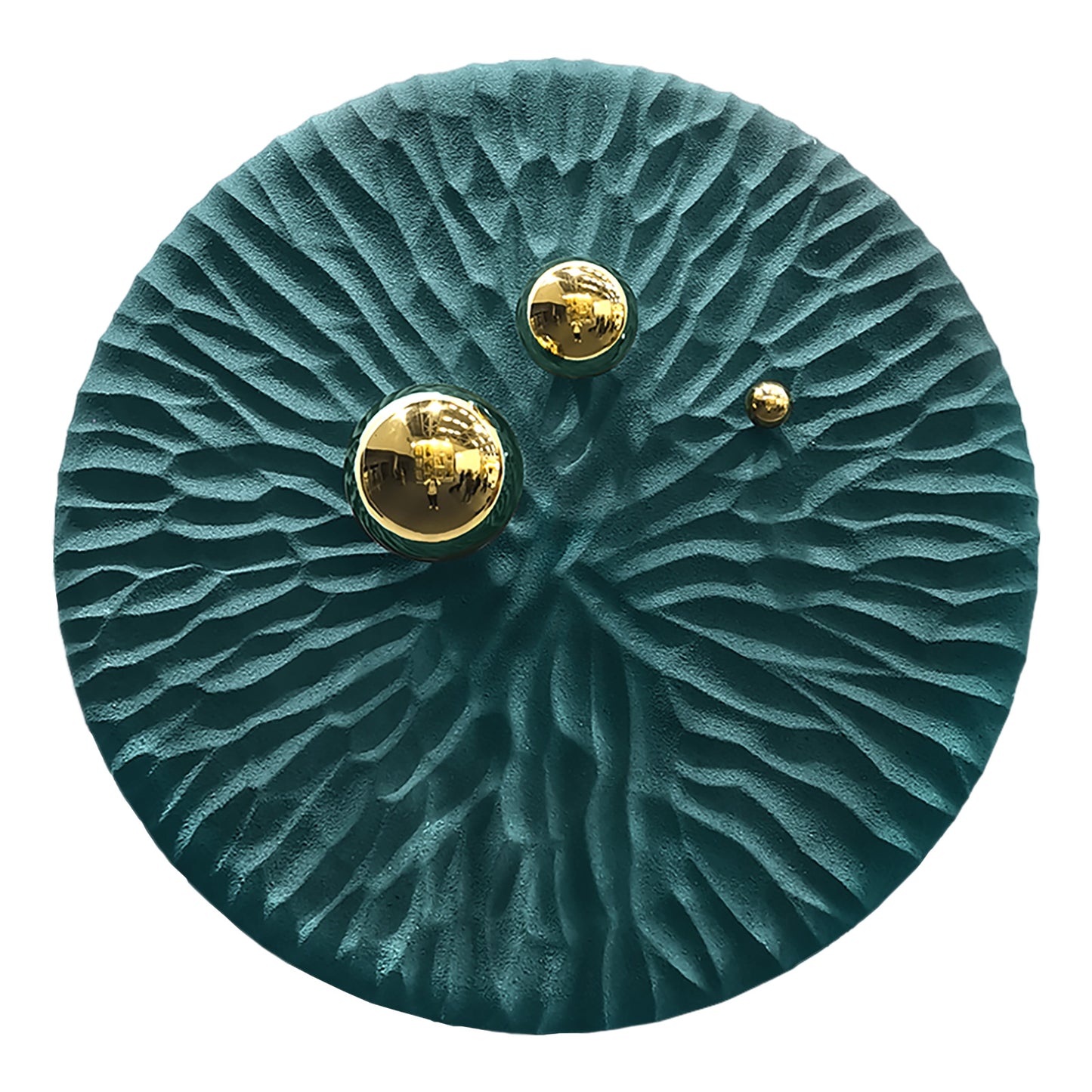 Emerald Ripple Gold Orb Wall Art