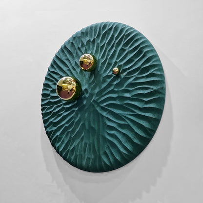 Emerald Ripple Gold Orb Wall Art