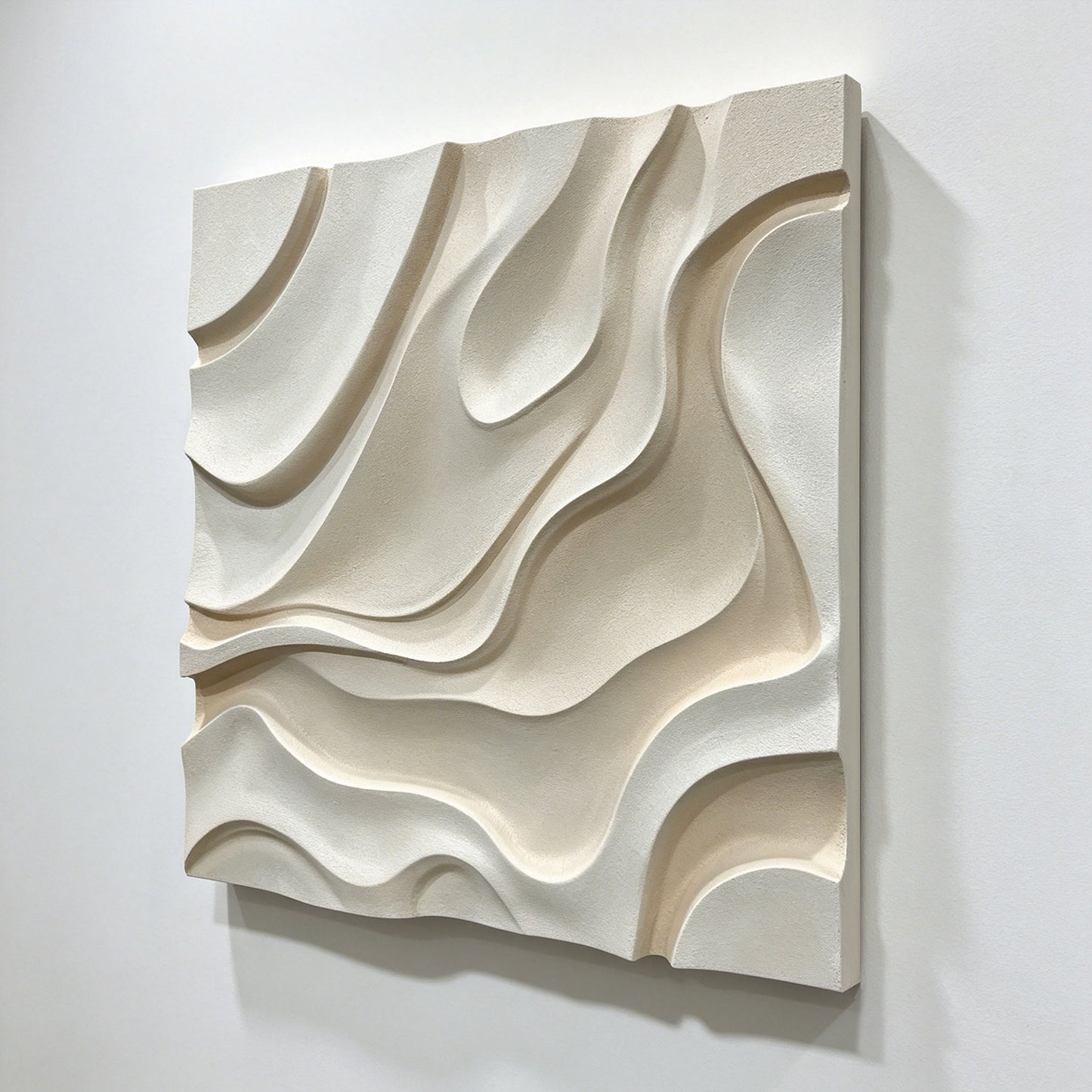 Ivory Wave Carved Wall Panel
